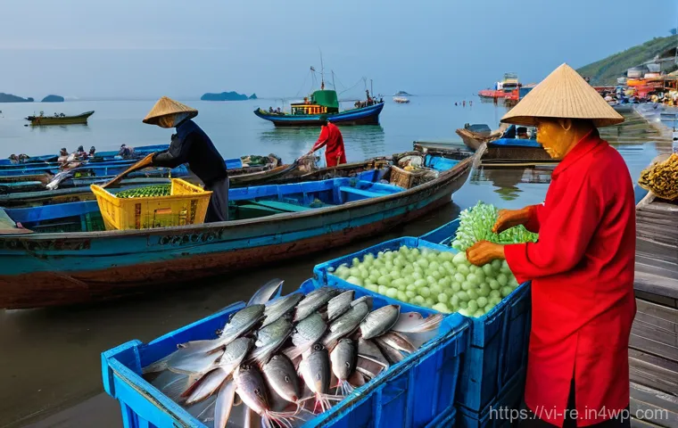 해양 식품 보존 기술의 중요성 - Prompt 1: Traditional Morning at a Vietnamese Fishing Port**