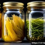 Home 21 식품 보존을 위한 생명공학 기술 - A detailed close-up image of beneficial Lactobacillus bacteria cultures in a natural food preservati...