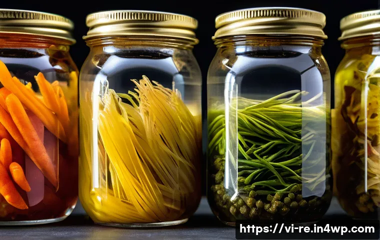 식품 보존을 위한 생명공학 기술 - A detailed close-up image of beneficial Lactobacillus bacteria cultures in a natural food preservati...